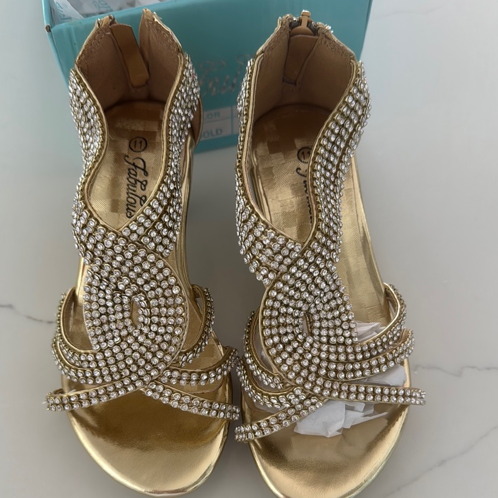 Gold Rhinestone girls heels!